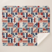 愛国的なキルト柄 シェルパ フリース ブランケット (正面(横))