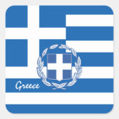 愛国的なギリシャとギリシャ国旗、休日/スポーツ スクエアシール (正面)