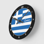 愛国的なギリシャ、ギリシャ国旗のトレンディーホーム/デザイン ラウンド壁時計 (傾斜)