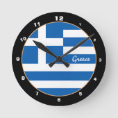 愛国的なギリシャ、ギリシャ国旗のトレンディーホーム/デザイン ラウンド壁時計 (正面)