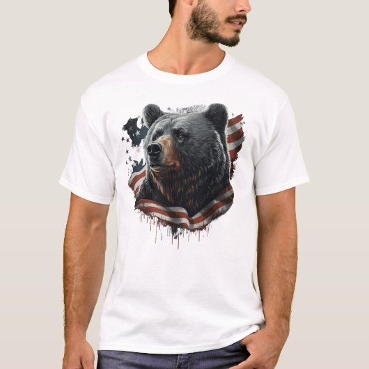 愛国的なクマ猫ニャーシャツ Tシャツ (正面)