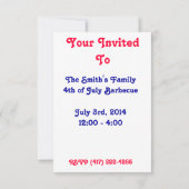 愛国的なクマ7月の4日招待状 招待状 (裏面)