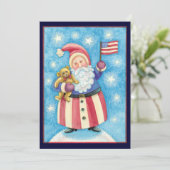 愛国的なクリスマスサンタクロースwフラッグ招待状 招待状 (スタンド正面)