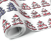 愛国的なクリスマスツリーのメリークリスマス ラッピングペーパー (ロールコーナー)