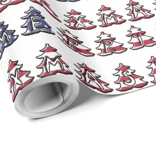 愛国的なクリスマスツリーのメリークリスマス ラッピングペーパー (ロールコーナー)