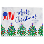 愛国的なクリスマスツリーの軍隊または軍人 ラージペーパーバッグ (裏面)