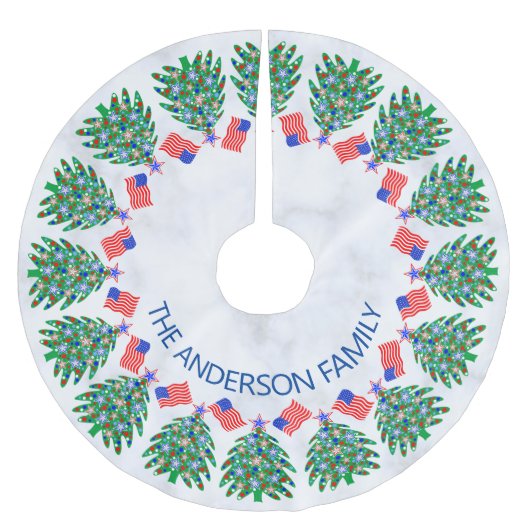 愛国的なクリスマスツリークールアメリカ国旗 ブラッシュドポリエステルツリースカート (正面)