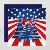 愛国的なクリスマスツリーズファミリーホリデーメッセージ シーズンカード (正面/裏面)