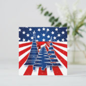 愛国的なクリスマスツリーズファミリーホリデーメッセージ シーズンカード (スタンド正面)