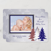 愛国的なクリスマスツリーズフラットカードグリーティング シーズンカード (正面/裏面)