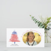 愛国的なクリスマスツリーホリデーカード シーズンカード (スタンド正面)