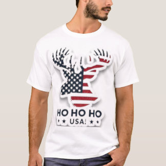 愛国的なクリスマストナカイUSA国旗のデザイン Tシャツ