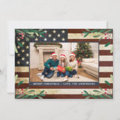愛国的なクリスマスフォトヴィンテージアメリカ国旗 シーズンカード (正面)