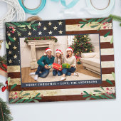 愛国的なクリスマスフォトヴィンテージアメリカ国旗 シーズンポストカード