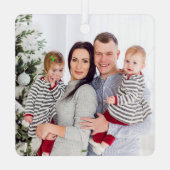 愛国的なクリスマスヴィンテージレッドトラック国旗の写真 メタルオーナメント (裏面)