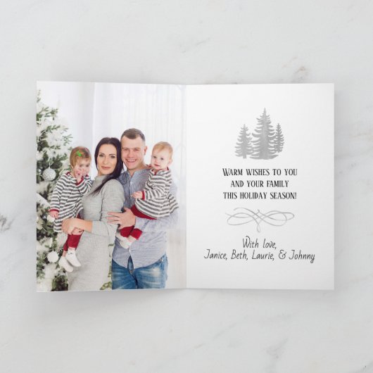 愛国的なクリスマスヴィンテージレッドトラック素朴国旗 シーズンカード (内部)