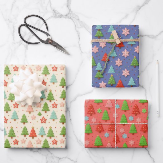 愛国的なクリスマス赤白青シートギフトラップ ラッピングペーパーシート (正面)