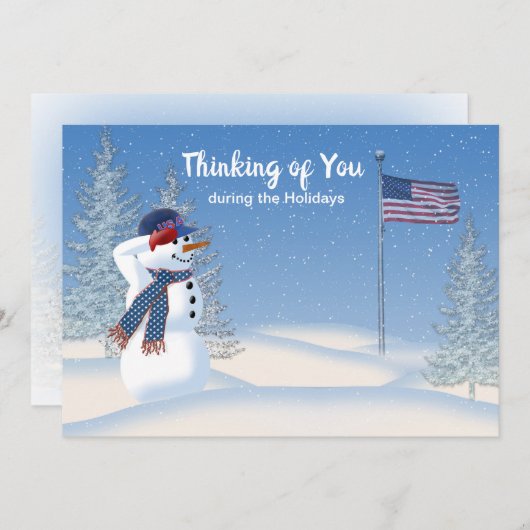 愛国的なクリスマス雪だるまの挨拶、カード シーズンカード (正面/裏面)