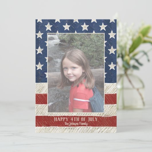 愛国的なクリスマス1写真 アメリカ国旗 縦 シーズンカード (スタンド正面)