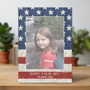 愛国的なクリスマス1枚の写真 アメリカ国旗 縦 シーズンカード