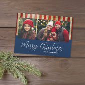 愛国的なクリスマス2写真コラージュ米国国旗 シーズンカード