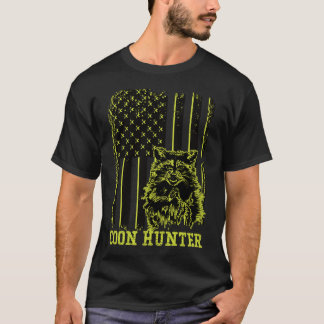 愛国的なクーンハンターアライグマ米国国旗 Tシャツ