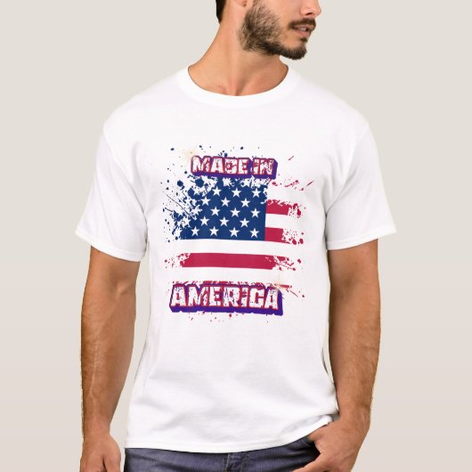 愛国的なグラフィティ「メイド・イン・アメリカ」アメリカン Tシャツ (正面)