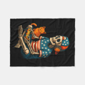 愛国的なゲーマーのスケルトンのゲームのビデオゲームのキャットボー フリースブランケット (正面(横))