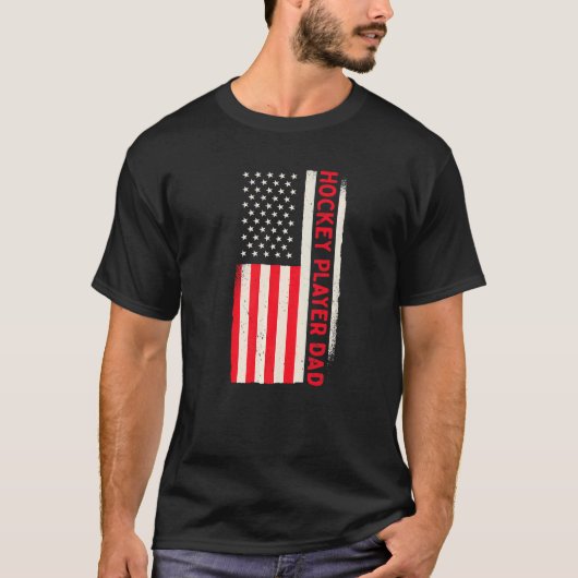愛国的なコーチのホッケープレーヤーパパアメリカ国旗 Tシャツ (正面)