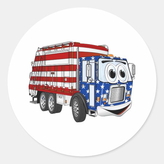 愛国的なゴミ車の漫画 ラウンドシール (正面)