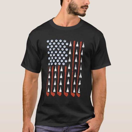 愛国的なゴルフアメリカ人7月の4thゴルフクラブAme Tシャツ (正面)