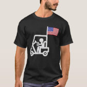 愛国的なゴルフカート米国国旗のゴルフドリンカー Tシャツ (正面)
