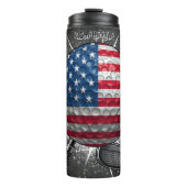 愛国的なゴルフボールアメリカ国旗 タンブラー (正面)
