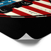 愛国的なゴルフ衣服USA強いゴルフカート ポスター (角)