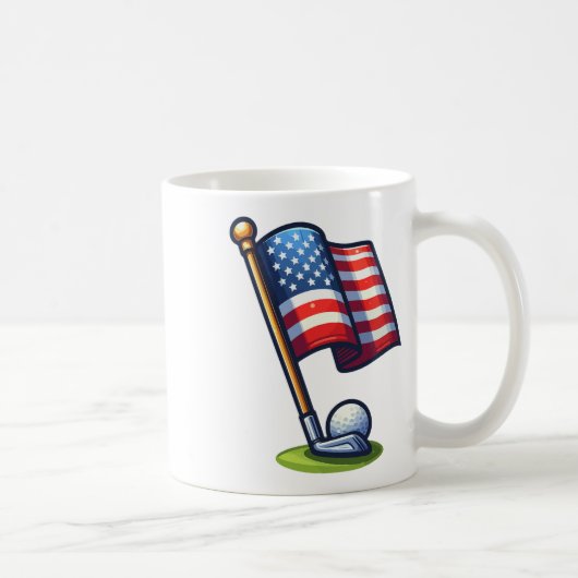 愛国的なゴルフ7月4日のアメリカ独立記念日 コーヒーマグカップ (右)