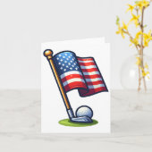 愛国的なゴルフ 4th Of July 米国独立記念日 カード (黄色い花)