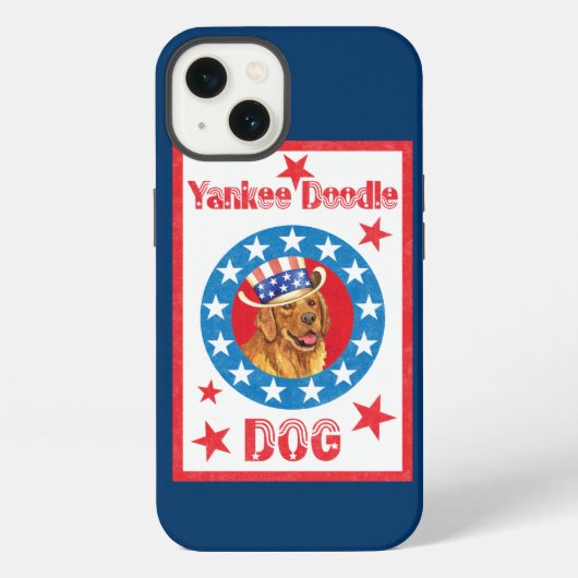 愛国的なゴールデンレトリバー iPhoneケース (裏面)