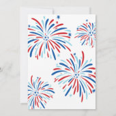 愛国的なサッカーと花火7月4日パーティー 招待状 (裏面)