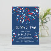 愛国的なサッカーと花火7月4日パーティー 招待状 (スタンド正面)