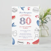 愛国的なサマークックアウト80thバースデーパーティー 招待状 (スタンド正面)