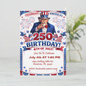 愛国的なサンクス・ギヴィングおじさん アメリカ250周年誕生日 招待状 (スタンド正面)