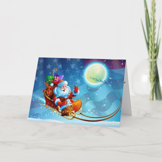 愛国的なサンタ アメリカを神の祝福の下に カード (正面)