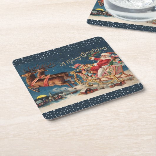 愛国的なサンタ・メリークリスマス・コースター スクエアペーパーコースター (アングル)