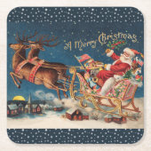 愛国的なサンタ・メリークリスマス・コースター スクエアペーパーコースター (正面)