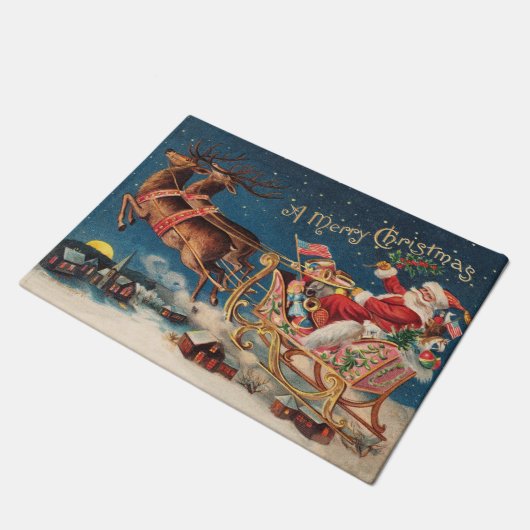 愛国的なサンタ メリークリスマス 玄関マット (アングル)