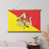 愛国的なシチリアのタペストリー、フレームのシチリア国旗 吊り下げ型タペストリー (寝室)