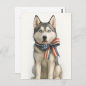 愛国的なシベリアのハスキー ポストカード (正面/裏面)