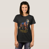 愛国的なシベリアンハスキー犬 アメリカ 1776-2026 Tシャツ (正面フル)