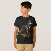 愛国的なシベリアンハスキー犬 アメリカ 1776-2026 Tシャツ (正面フル)