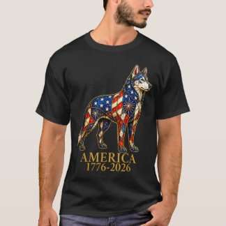 愛国的なシベリアン・ハスキー アメリカ 1776-2026 Tシャツ